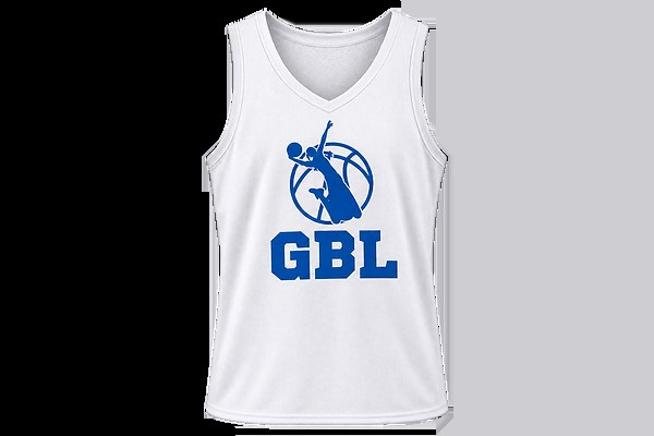 GBL game jersey in white with blue GBL logo